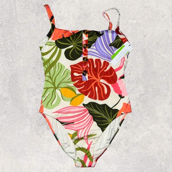 Sanctuary Fresh Squeezed Button Front One-Piece Swimsuit - M - Picture 1 of 6
